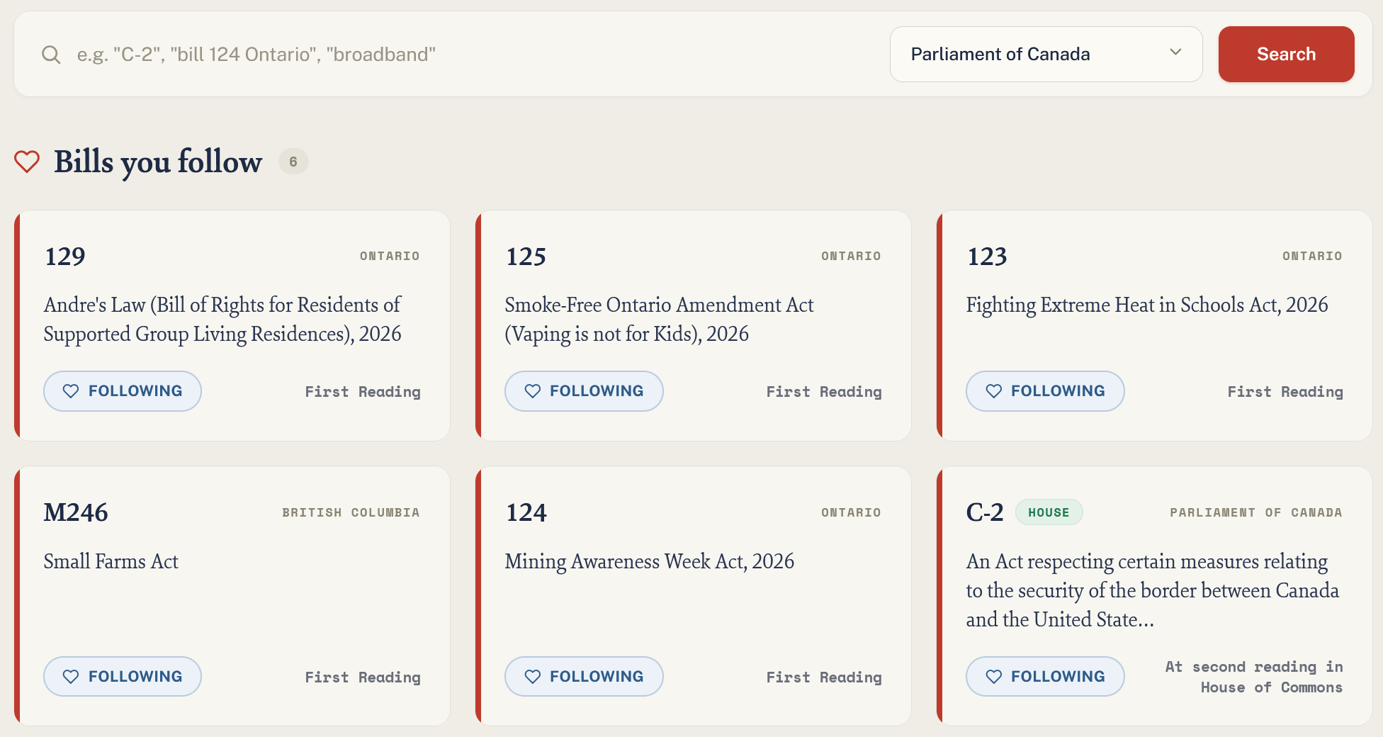 Demonstration of PoliPost bill and legislative monitoring